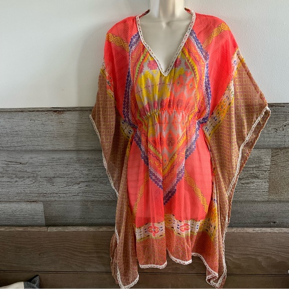 blue island Other - blue island Coral Multi-Color Sheer Swim Coverup medium
